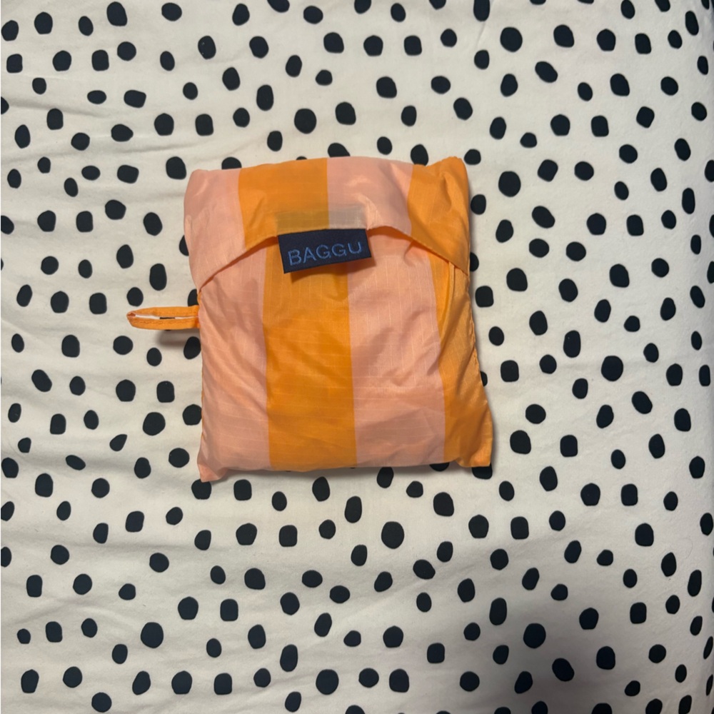 BAGGUStriped Tote in Peach & Orange Large reusable bag